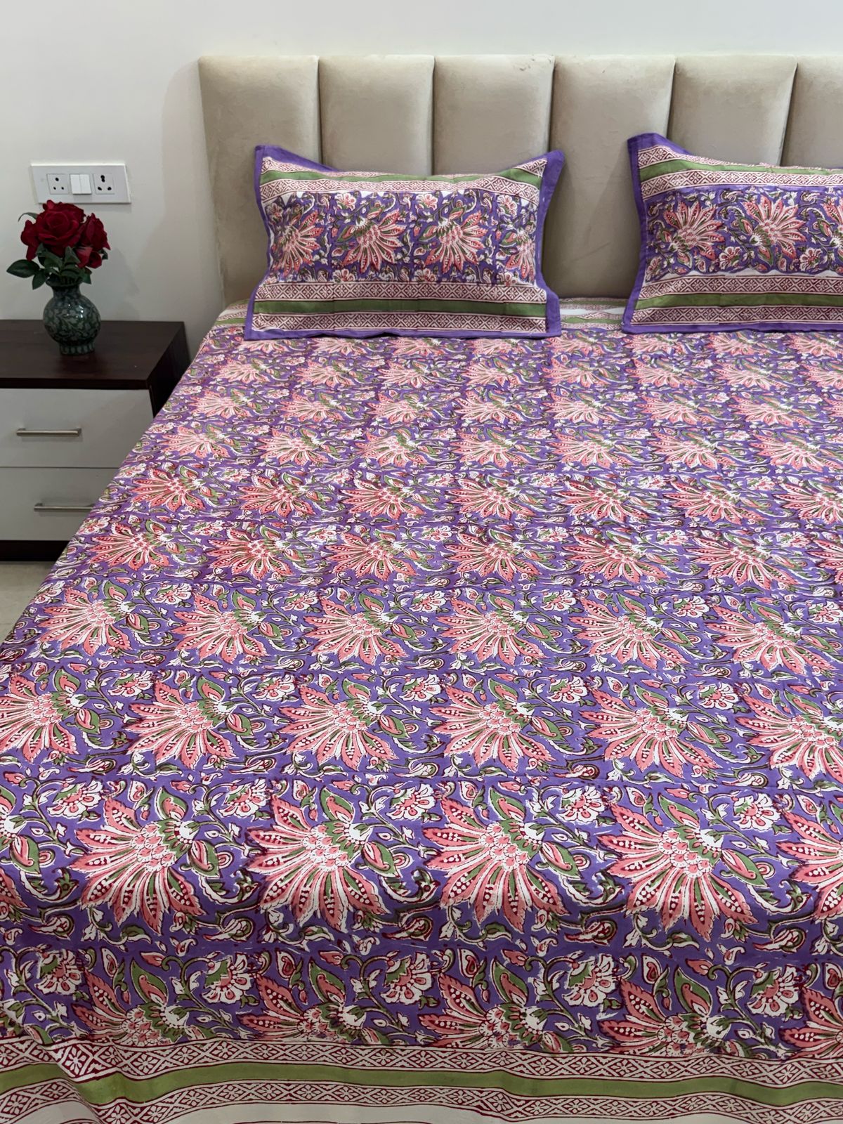 hand block printed bedsheet