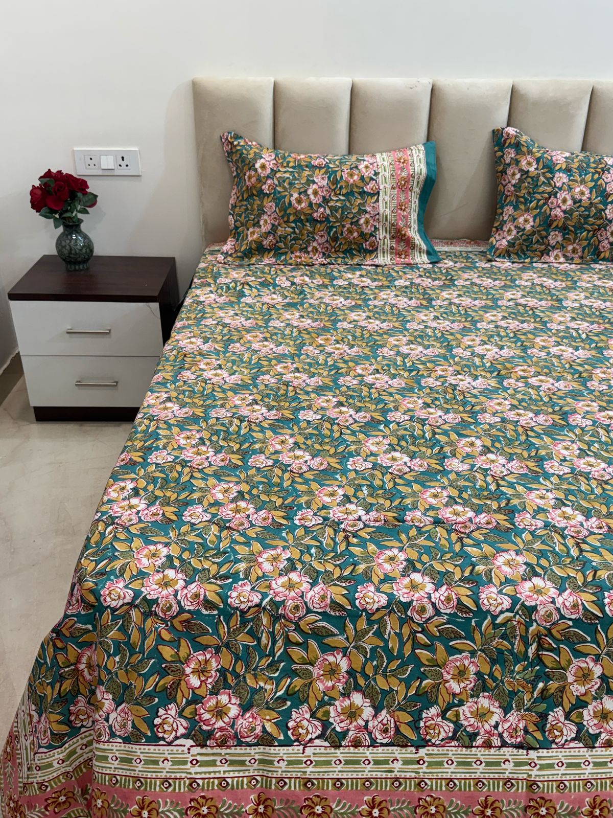 hand block printed bedsheet