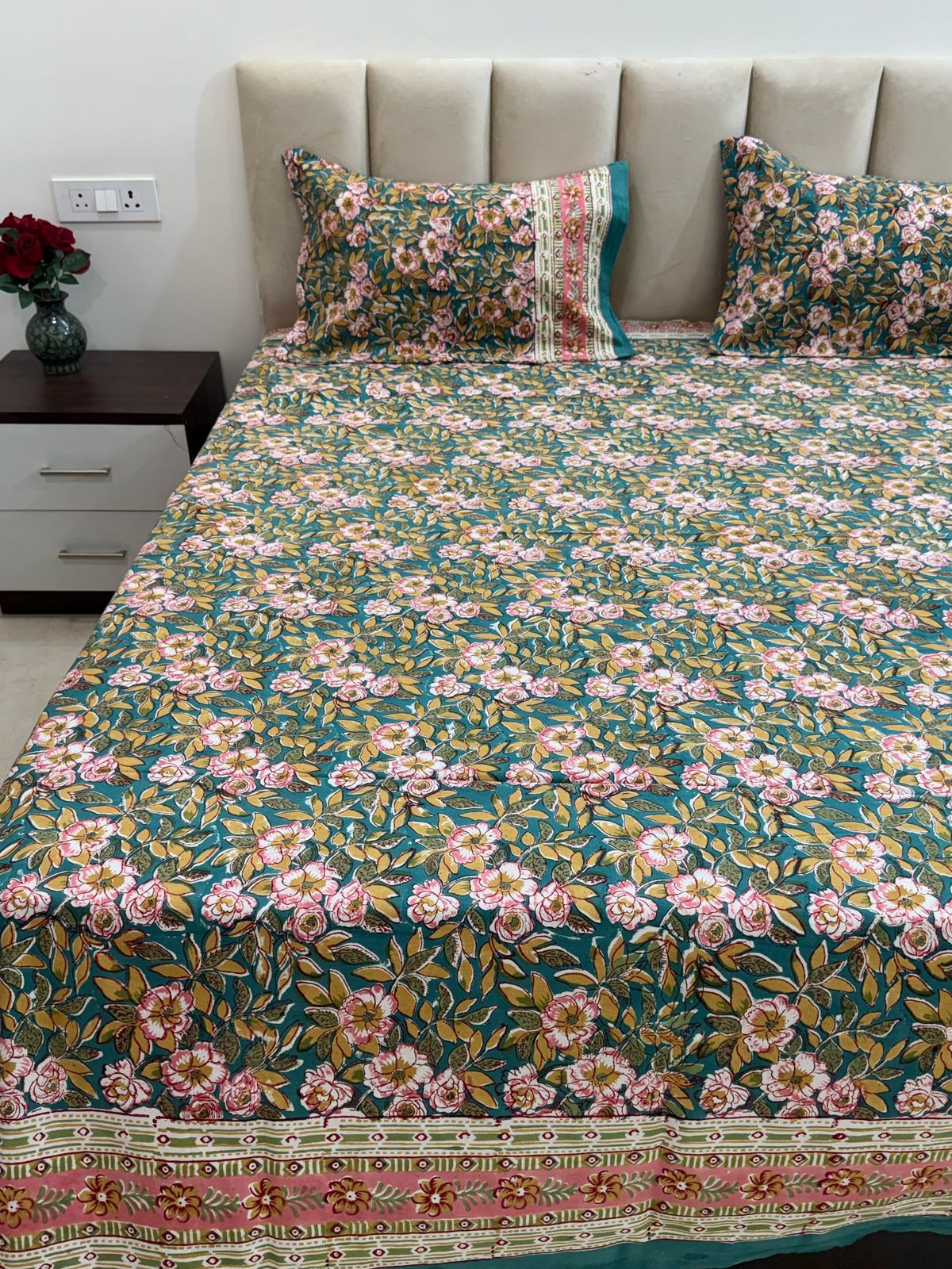 hand block printed bedsheet
