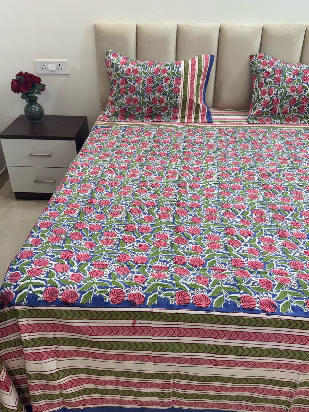 hand block printed bedsheet