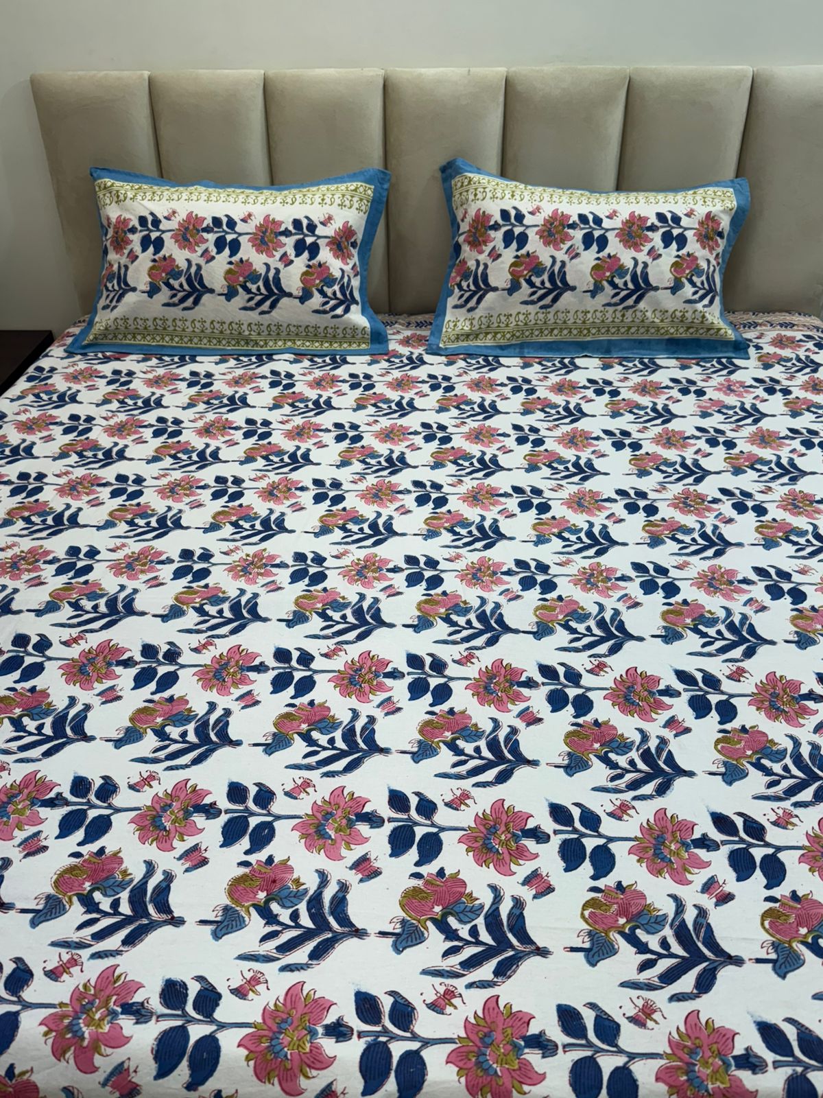 hand block printed bedsheet
