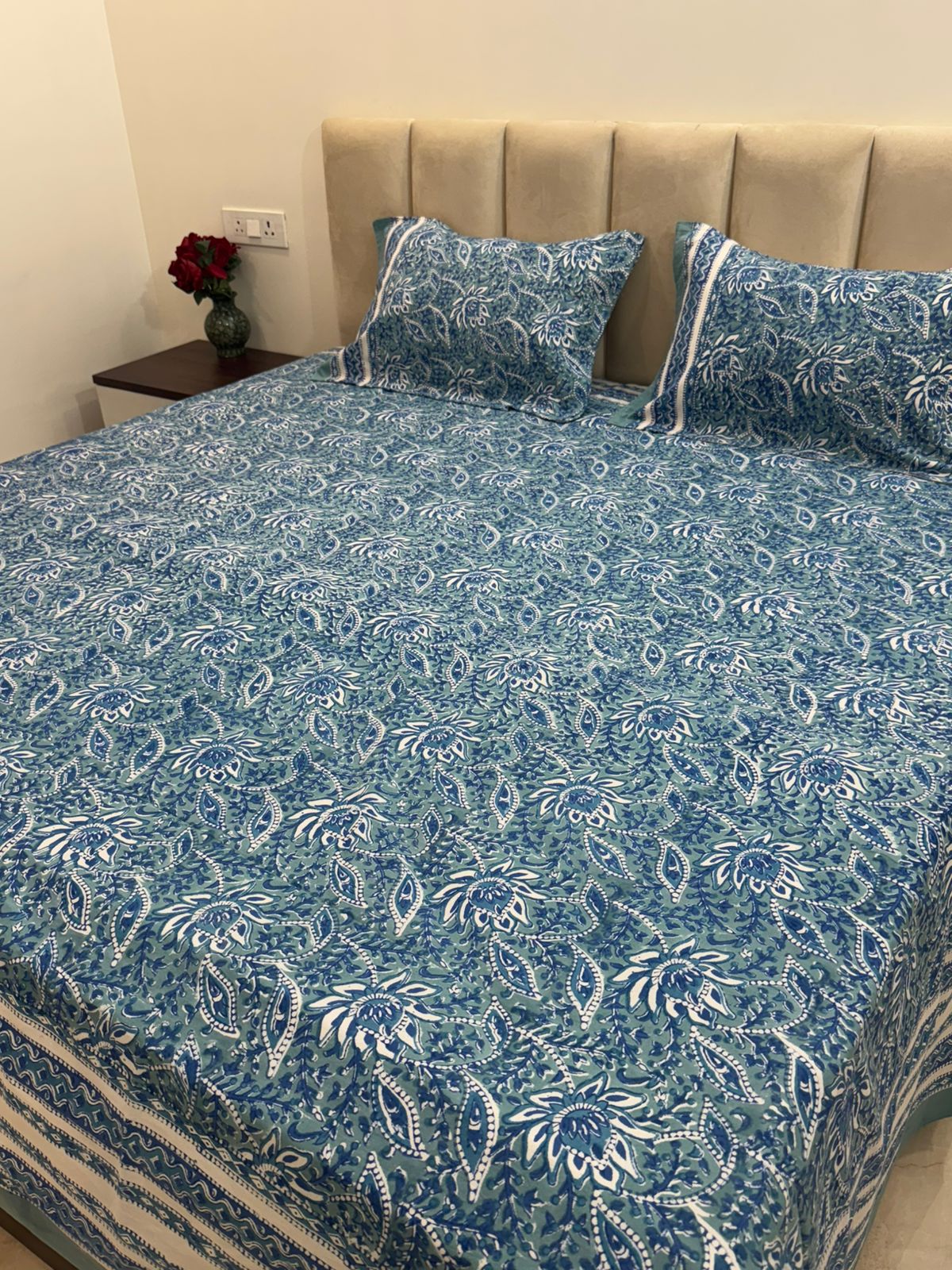 hand block printed bedsheet