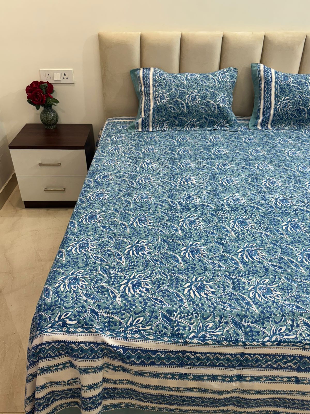 hand block printed bedsheet