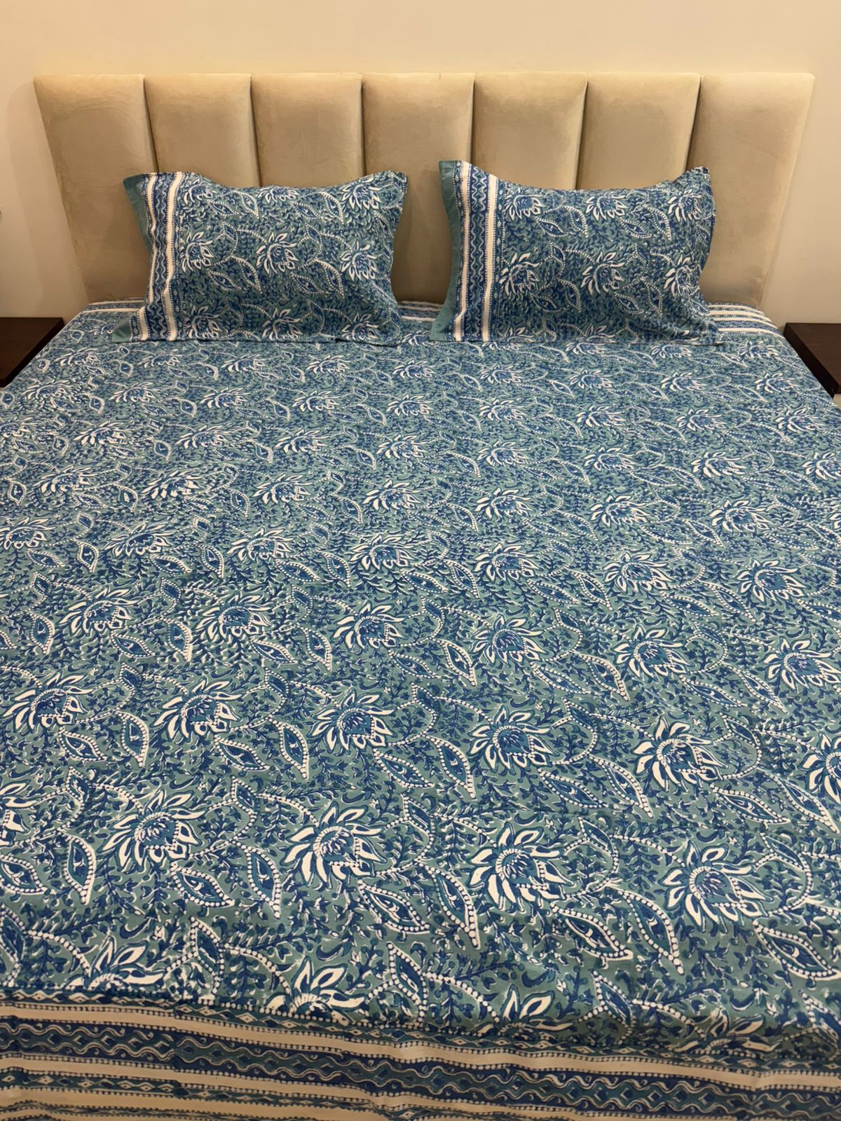 hand block printed bedsheet
