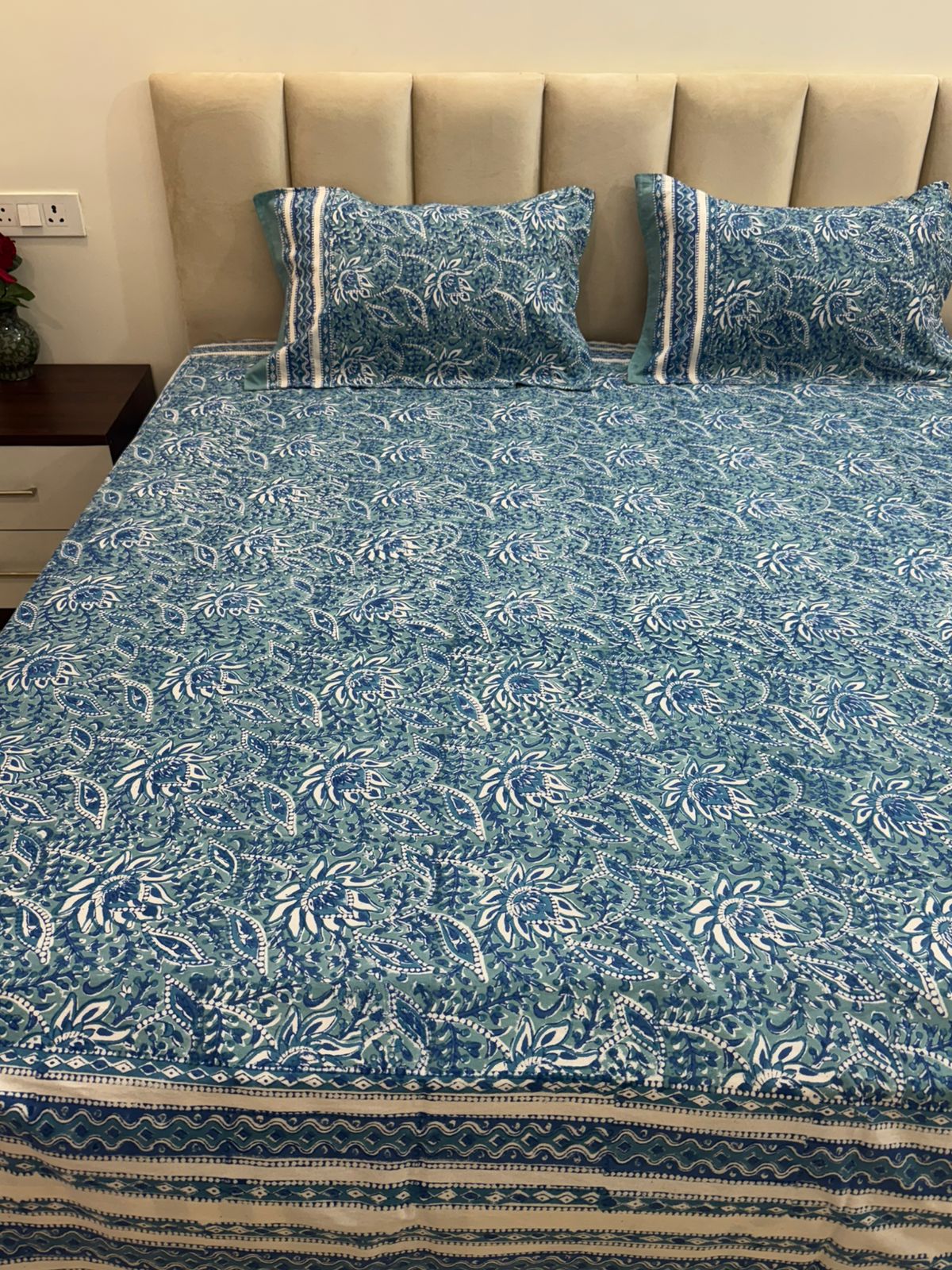 hand block printed bedsheet
