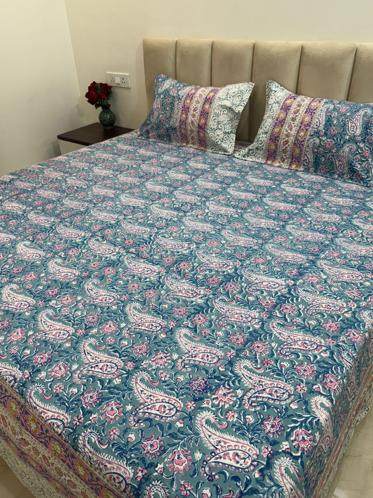 hand block printed bedsheet