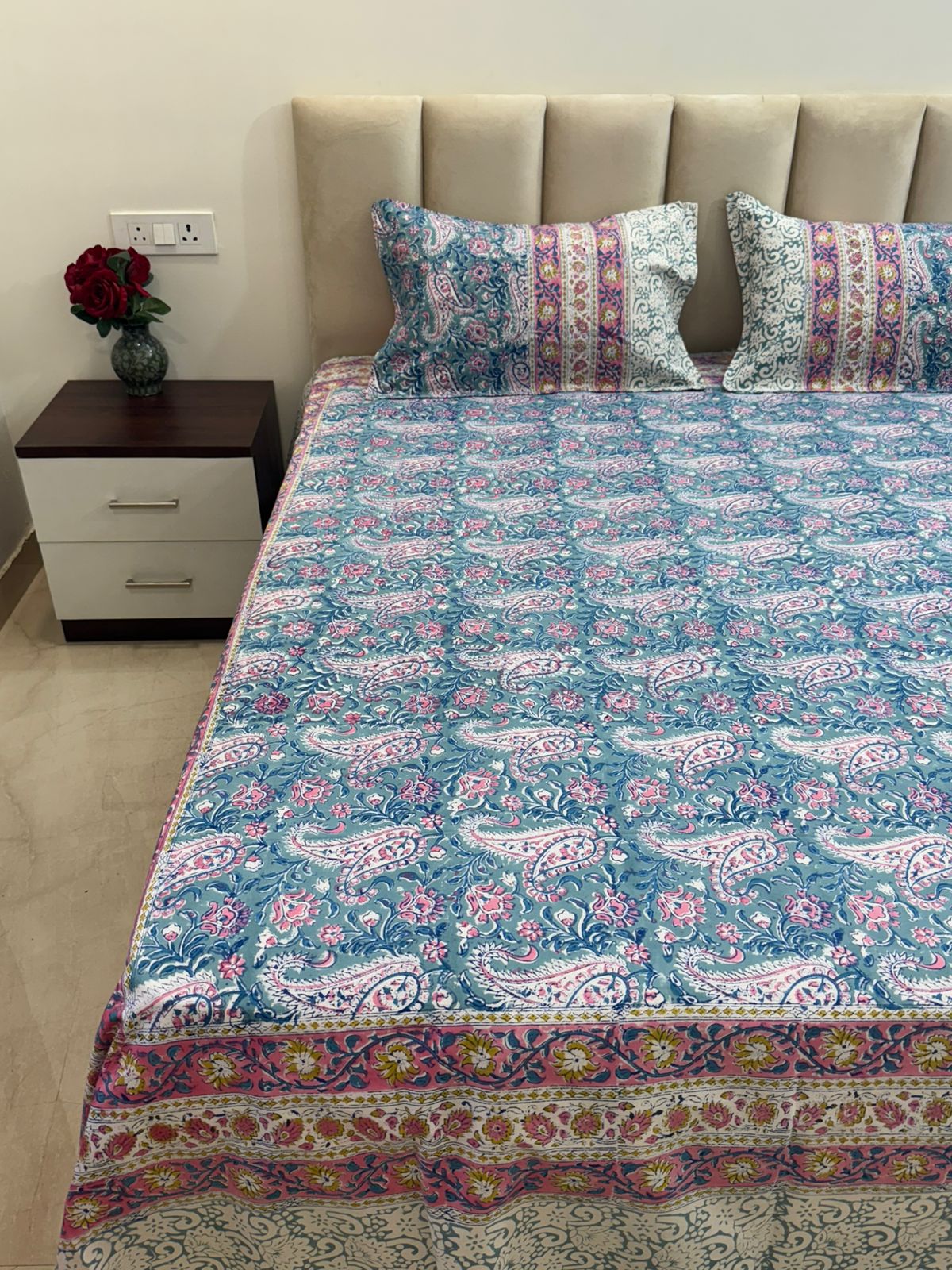 hand block printed bedsheet