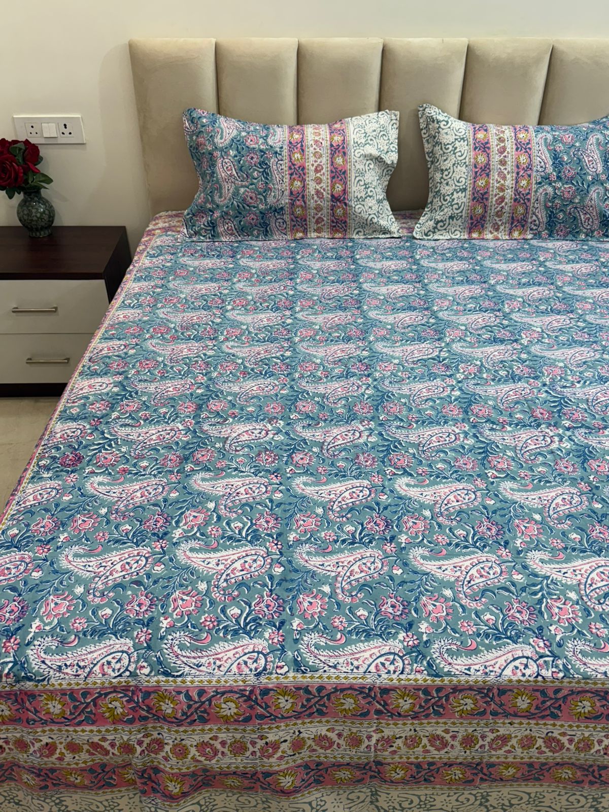 hand block printed bedsheet