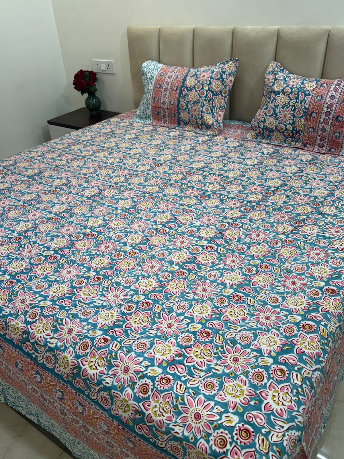 hand block printed bedsheet