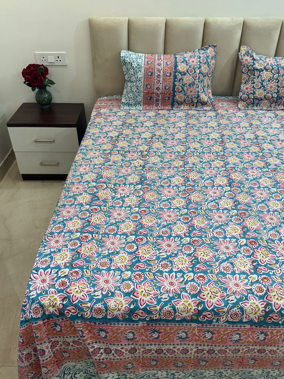 hand block printed bedsheet