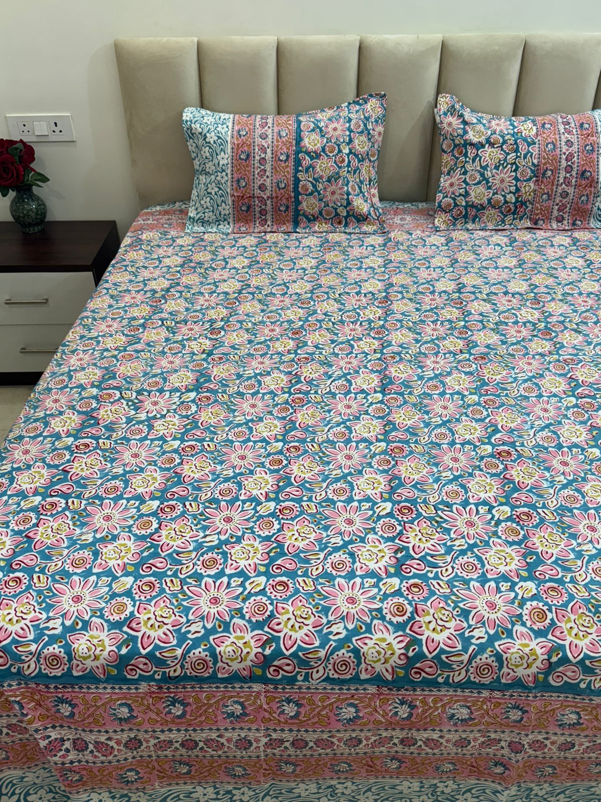 hand block printed bedsheet