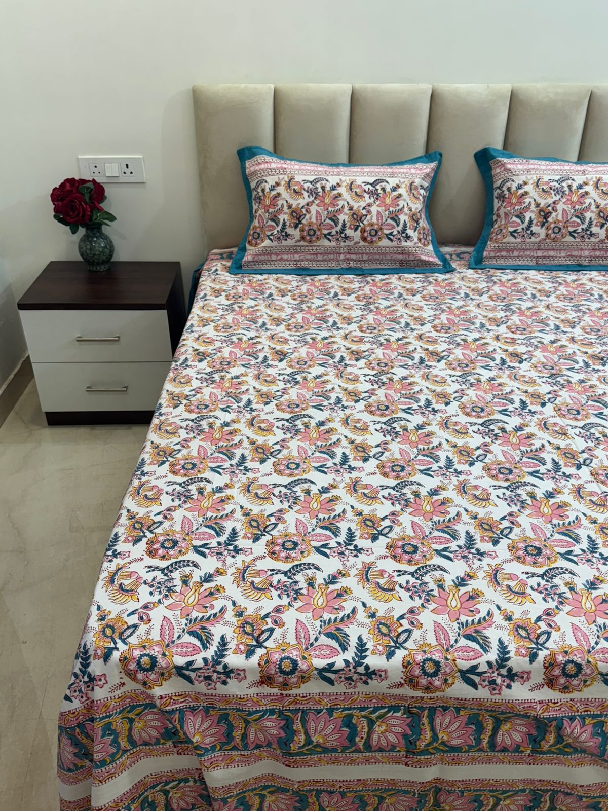 hand block printed bedsheet