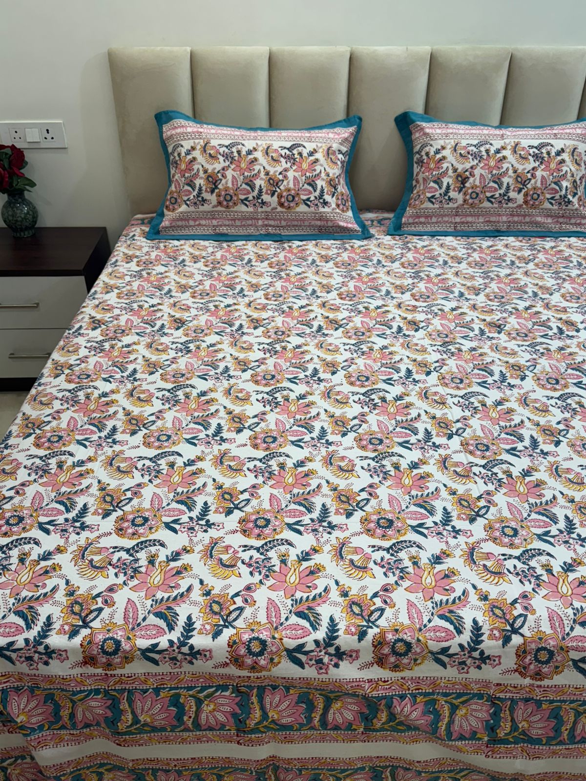 hand block printed bedsheet