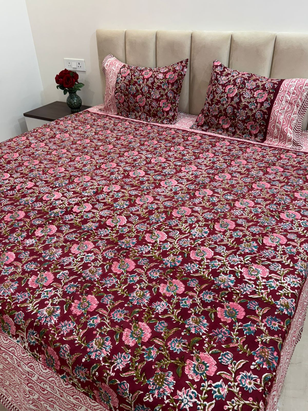 hand block printed bedsheet