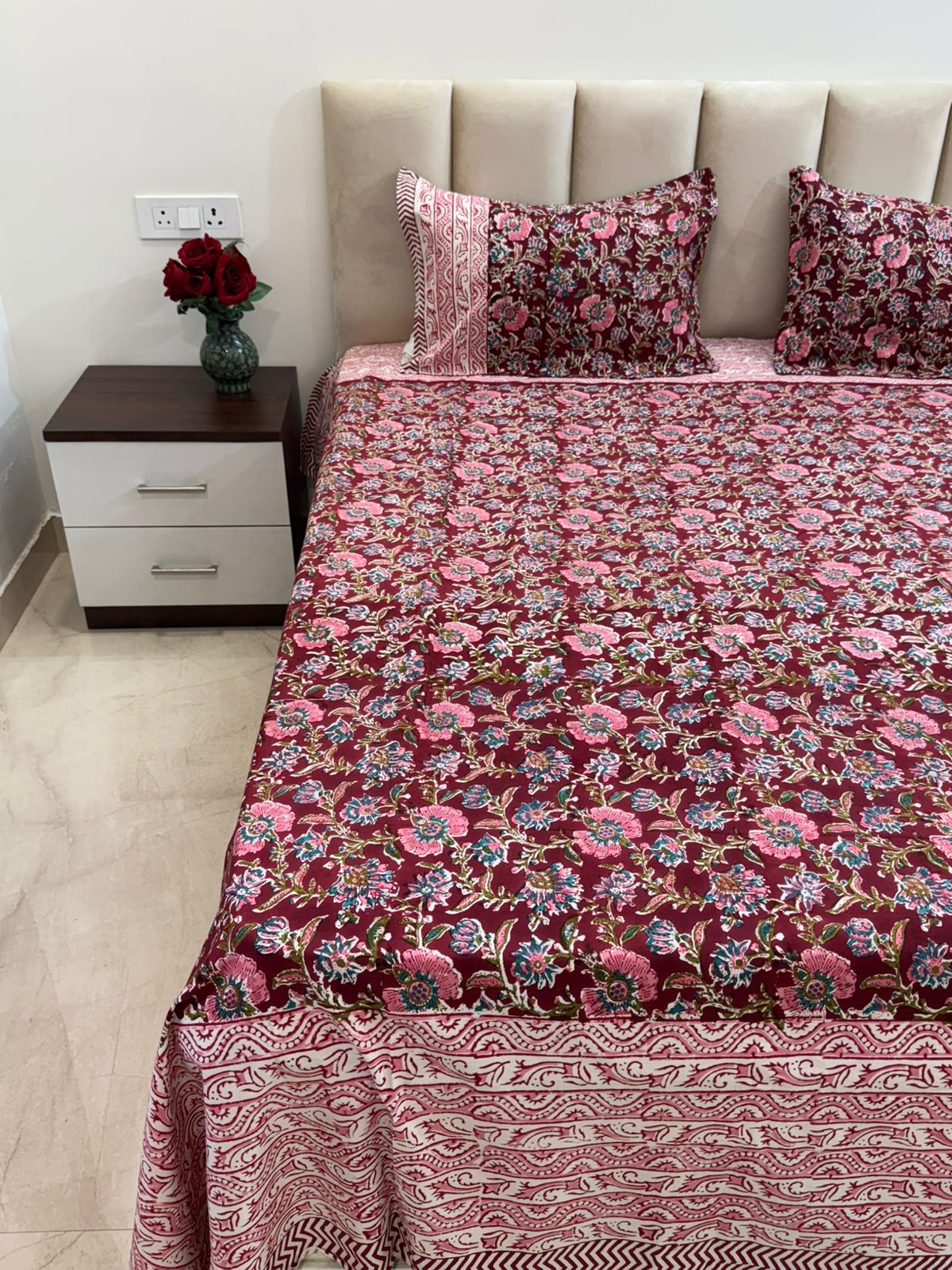 hand block printed bedsheet