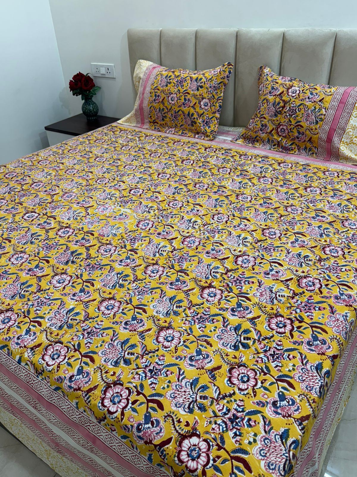 hand block printed bedsheet
