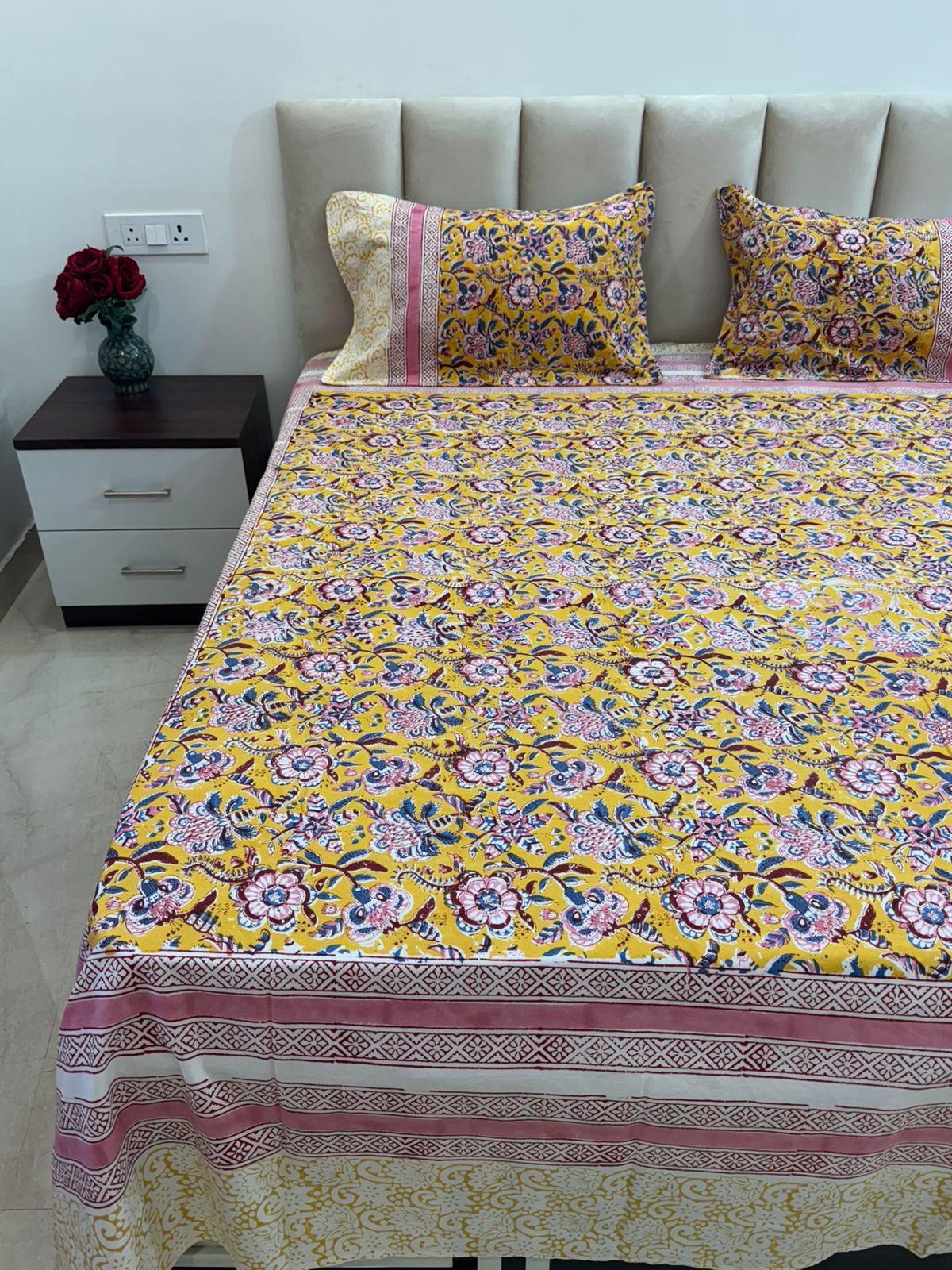 hand block printed bedsheet