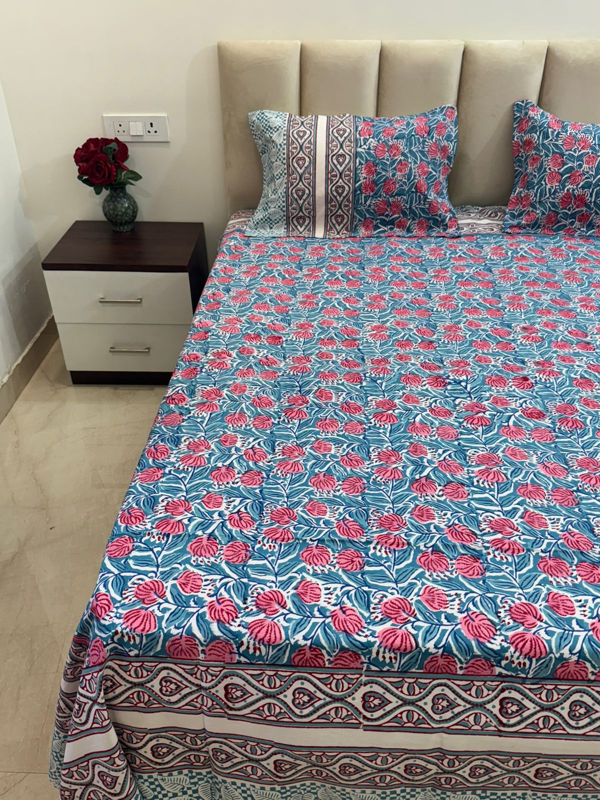 hand block printed bedsheet