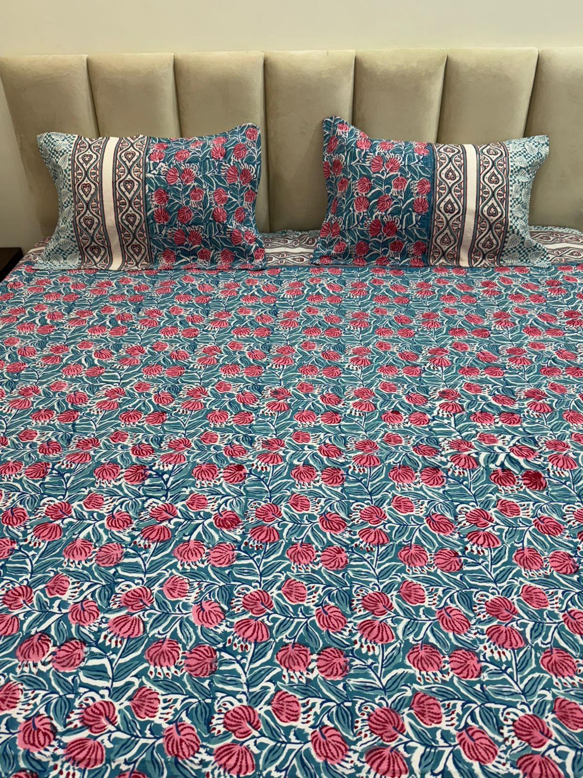 hand block printed bedsheet