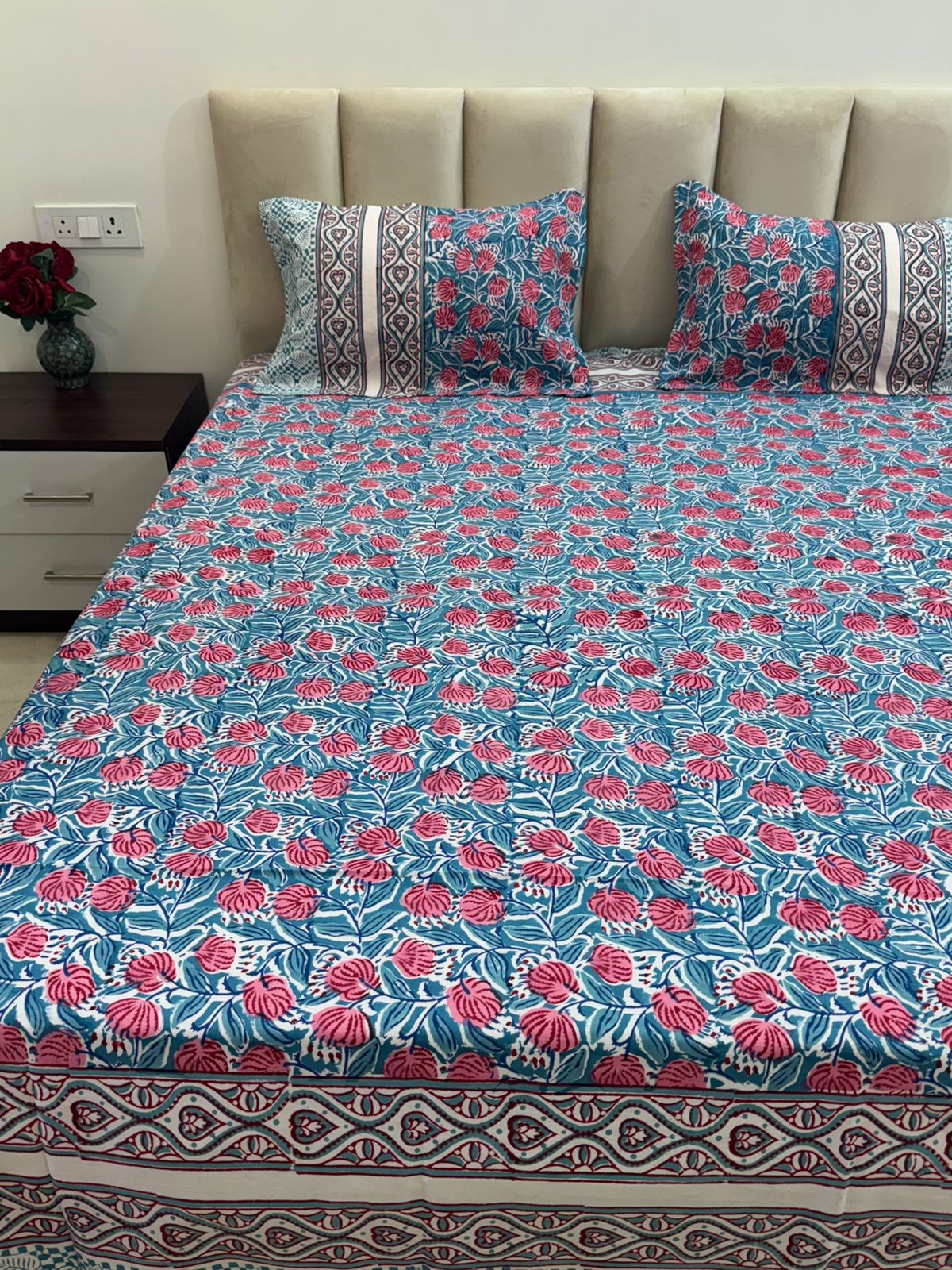 hand block printed bedsheet