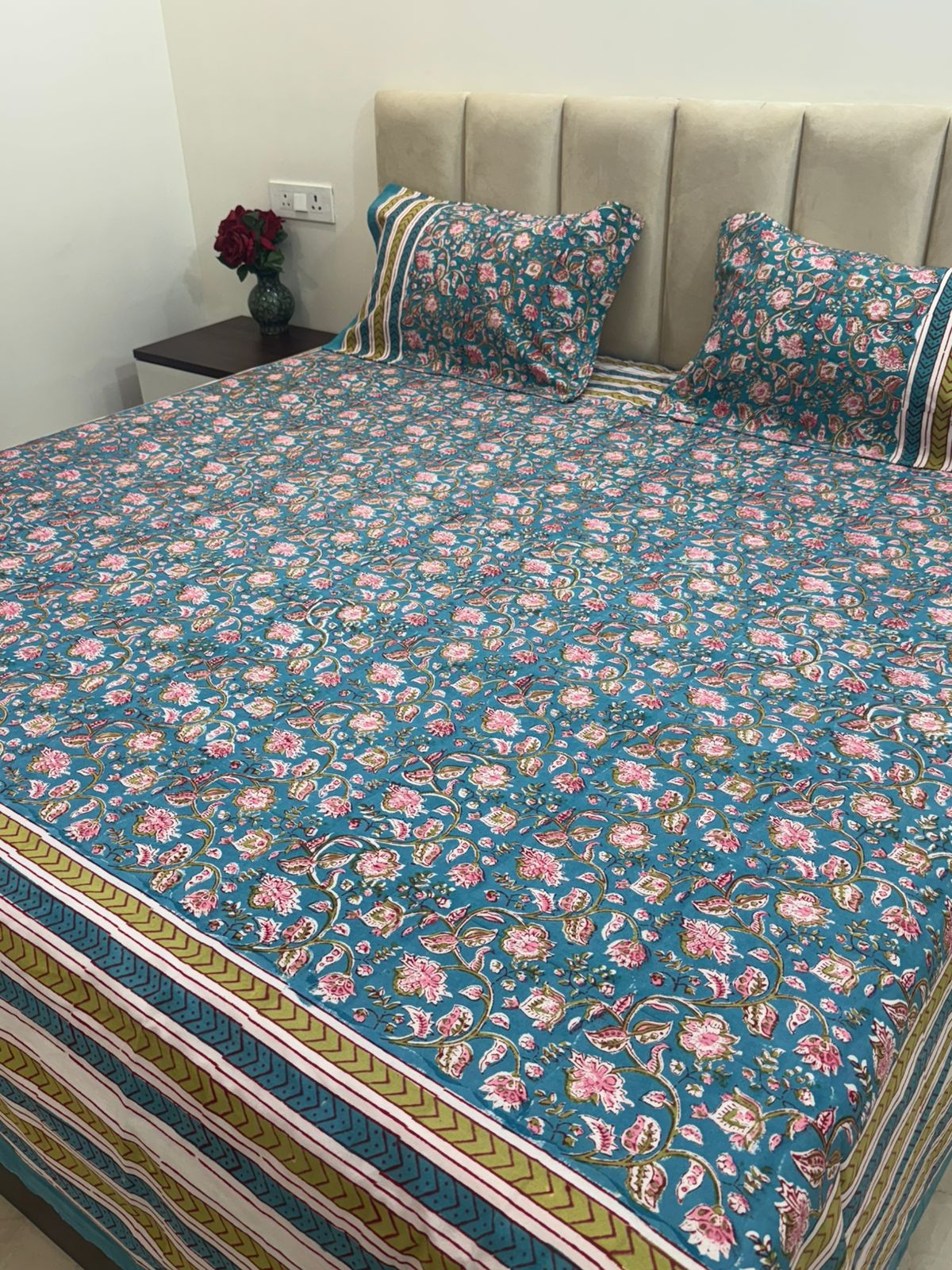 hand block printed bedsheet