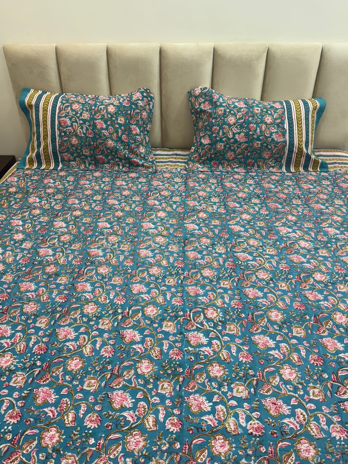 hand block printed bedsheet