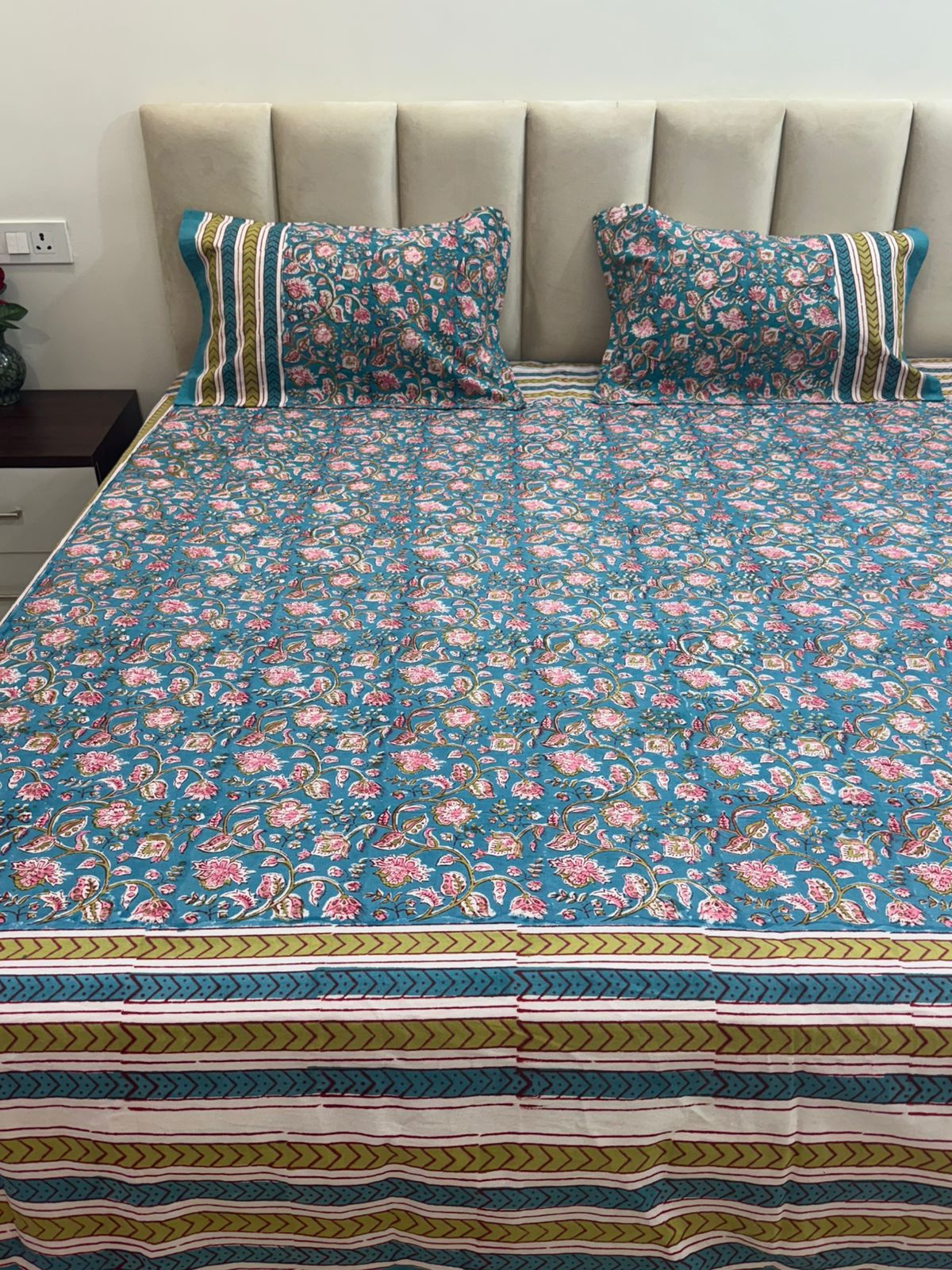 hand block printed bedsheet