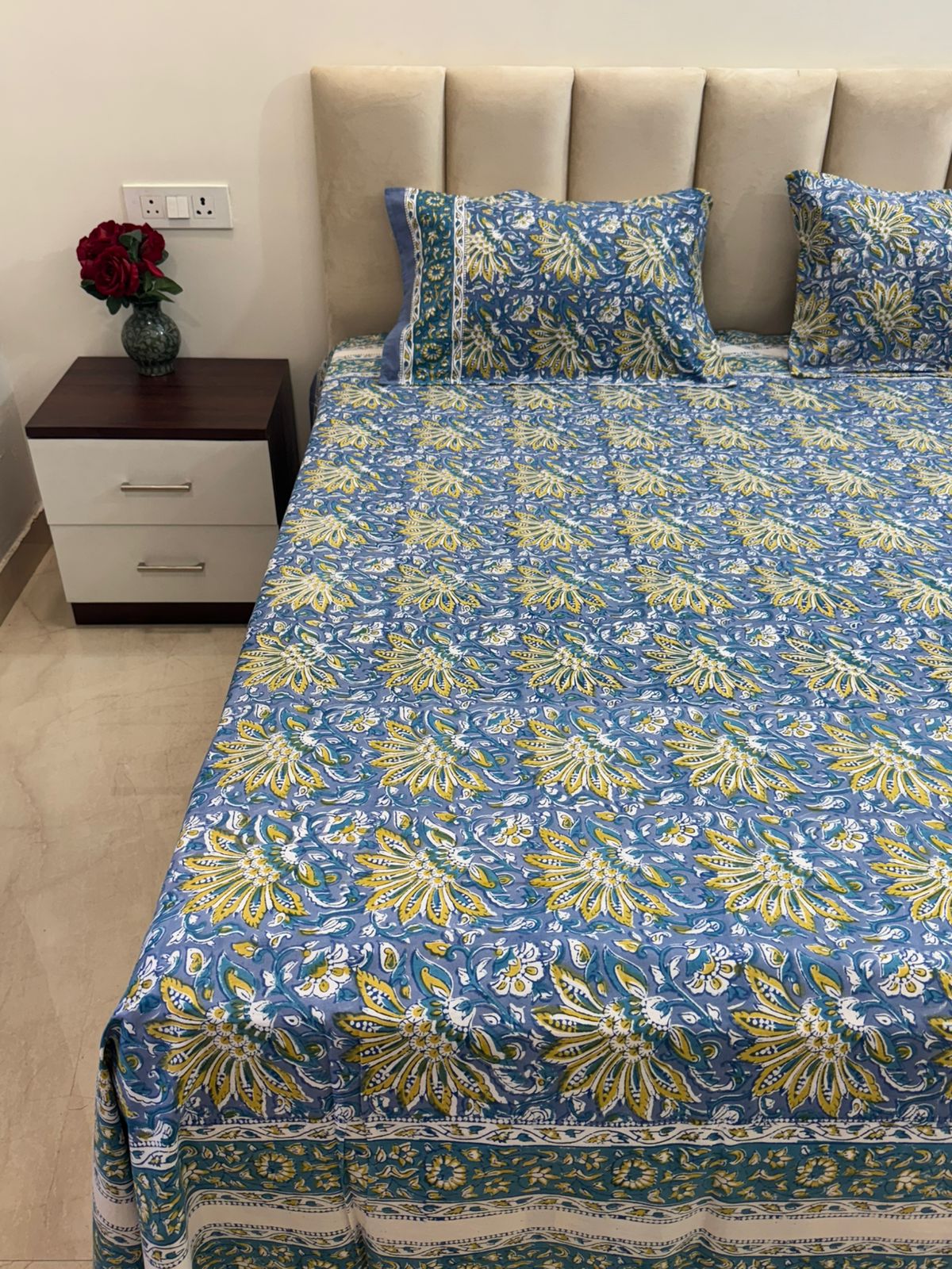hand block printed bedsheet