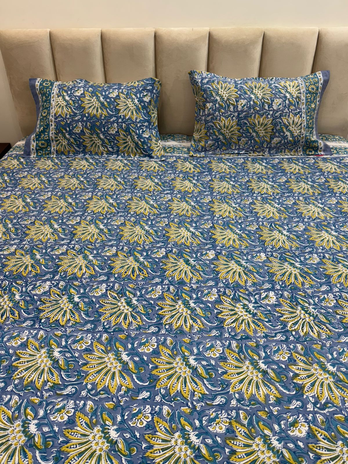 hand block printed bedsheet