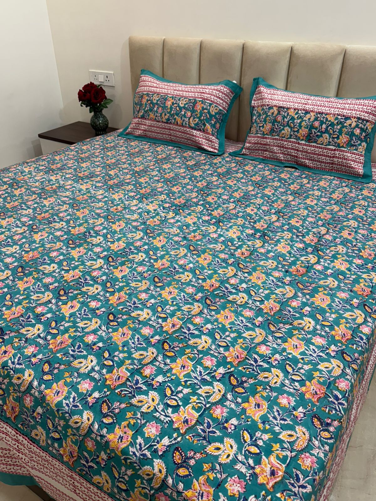hand block printed bedsheet