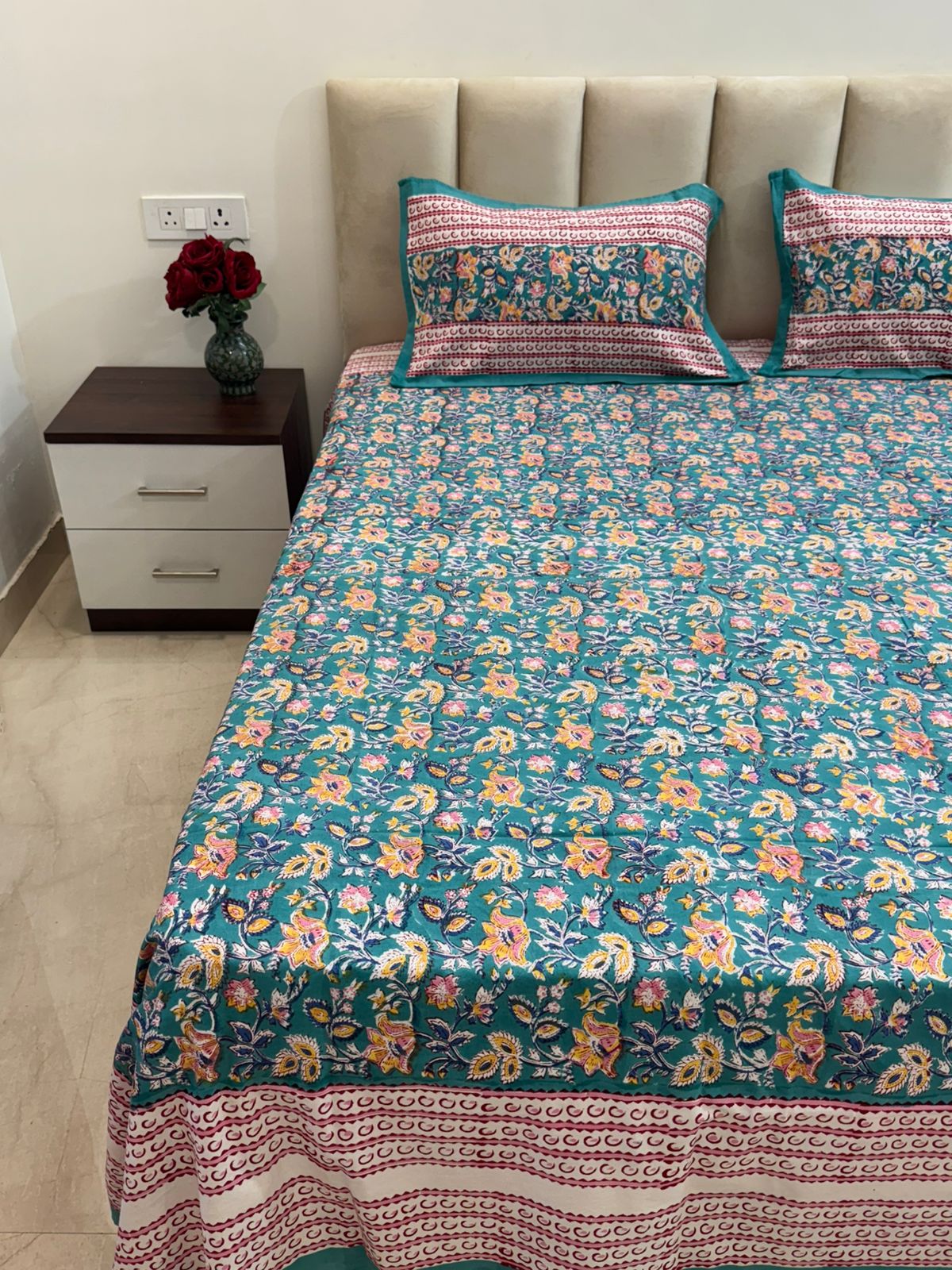 hand block printed bedsheet