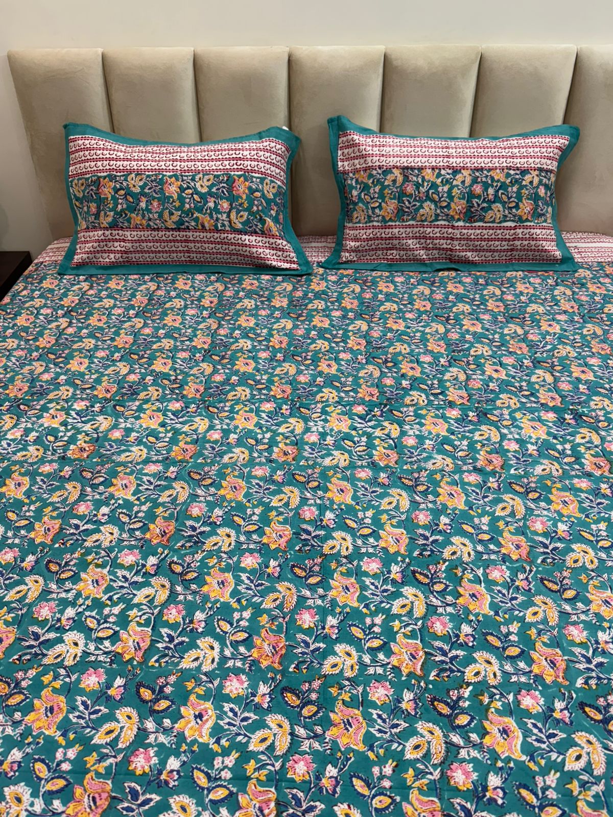 hand block printed bedsheet