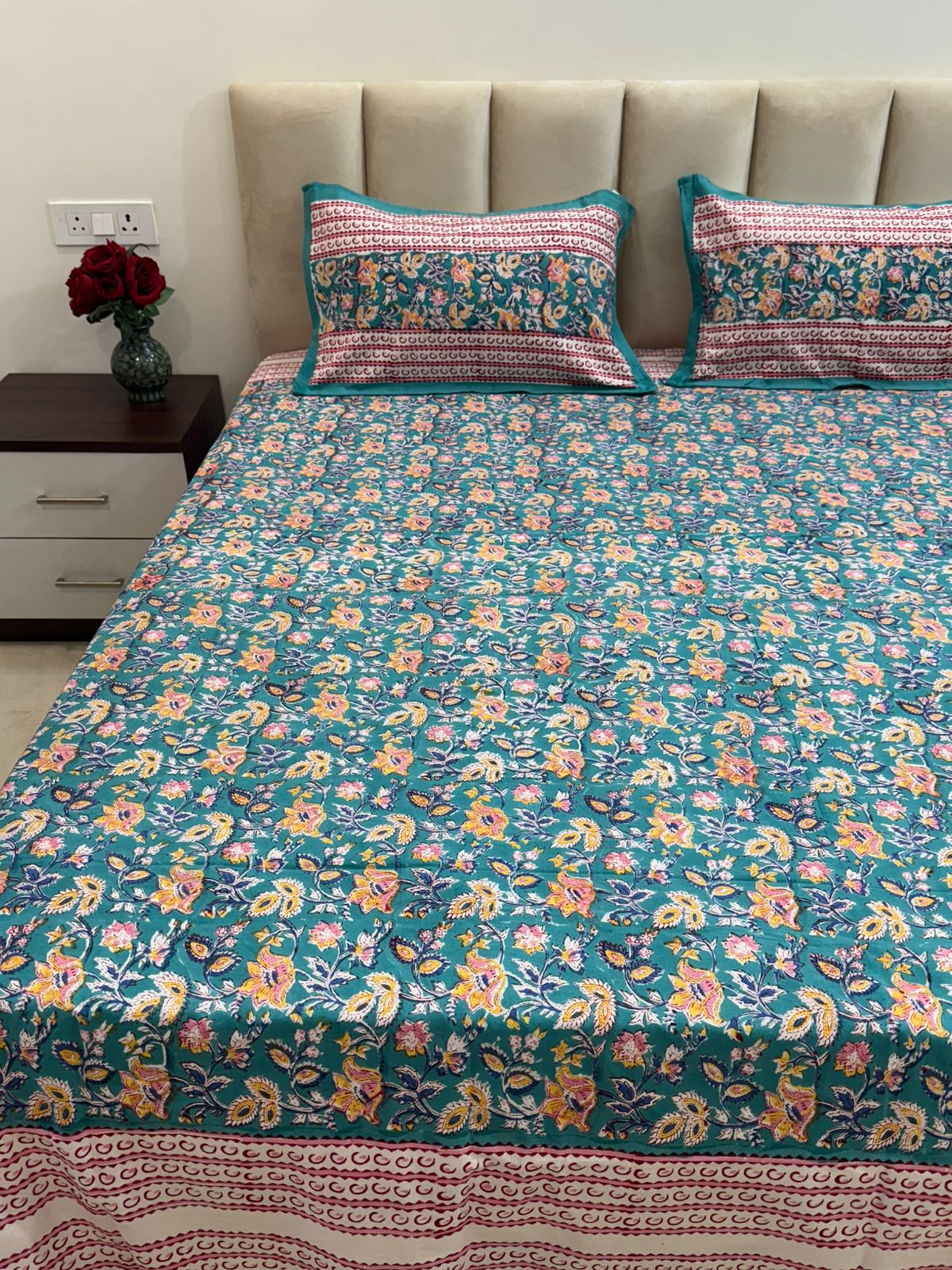 hand block printed bedsheet