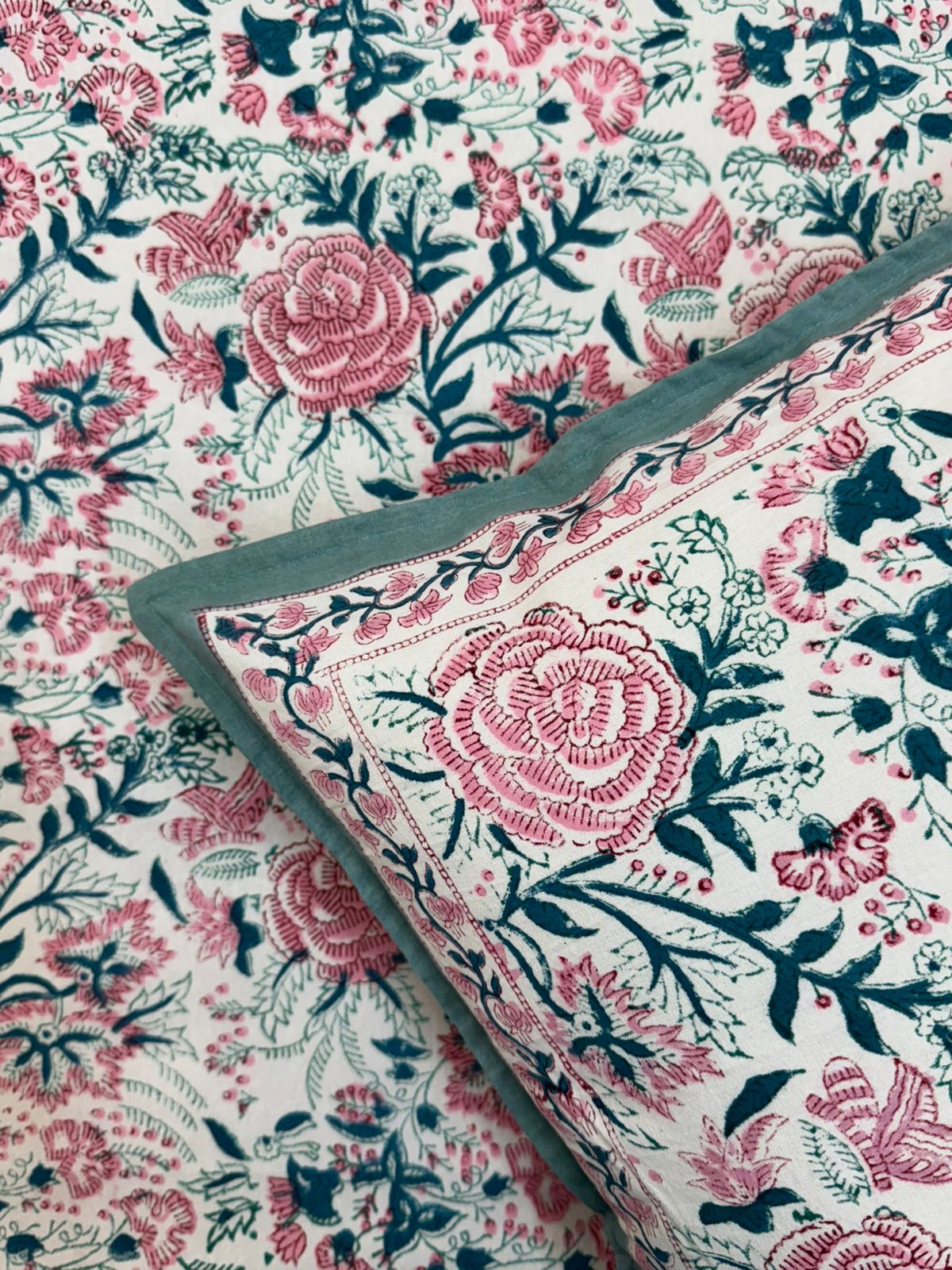 Pink Petals Double Bedsheet with Pillow Covers
