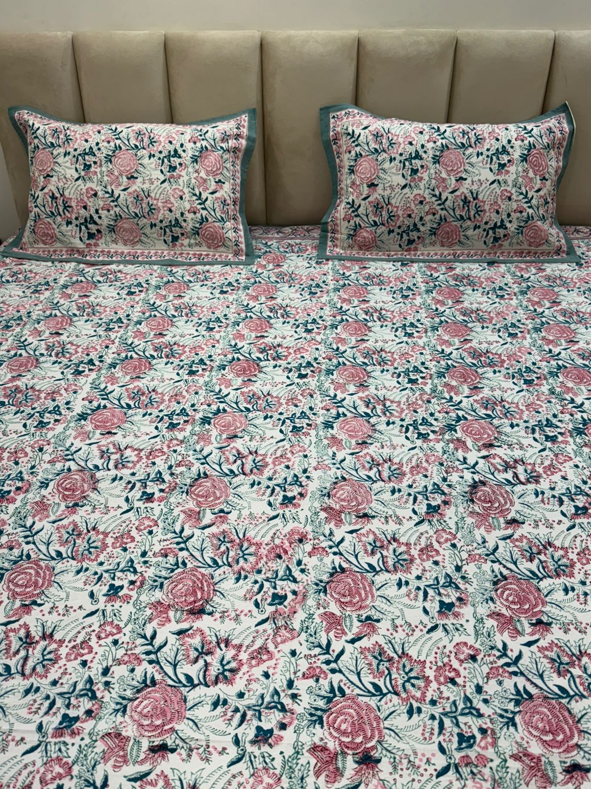 Pink Petals Double Bedsheet with Pillow Covers