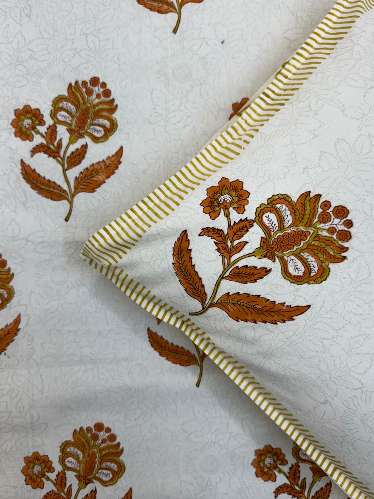 Rustic Boota Double Bedsheet with Pillow Covers