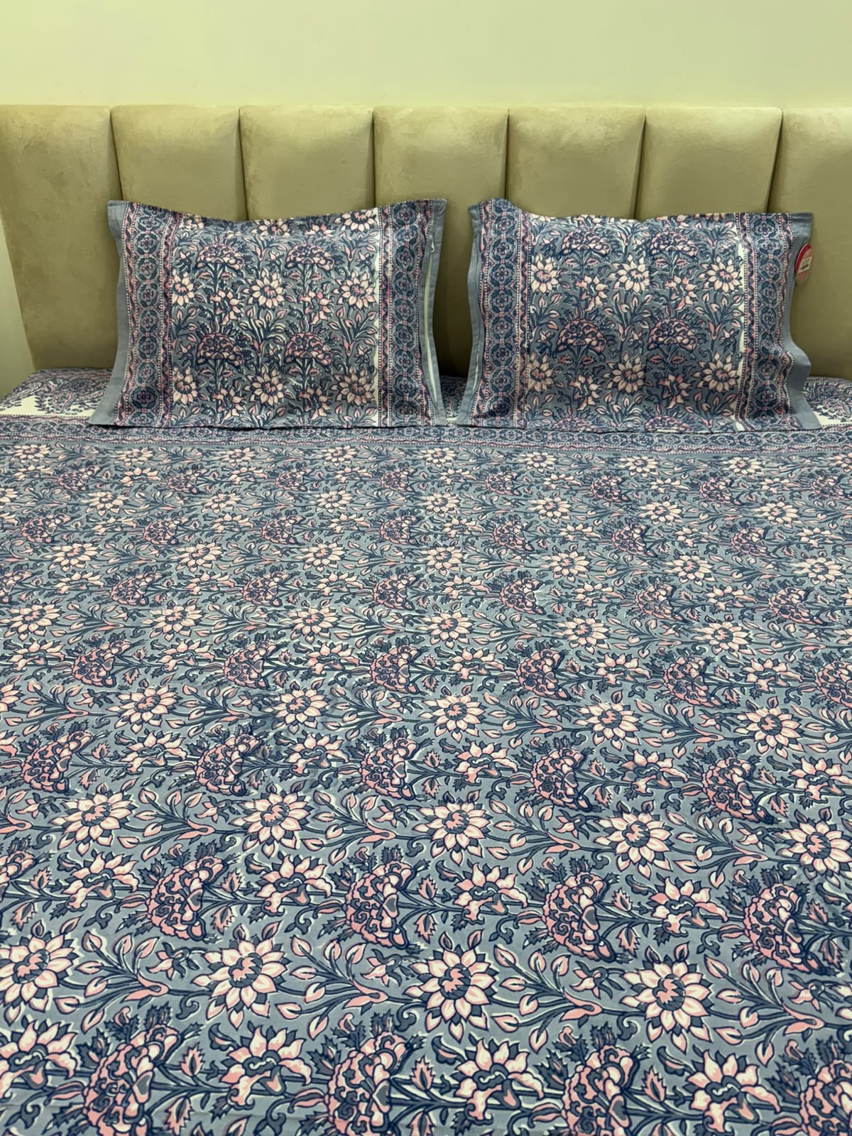 Soft Blue Whispers Double Bedsheet with Pillow Covers