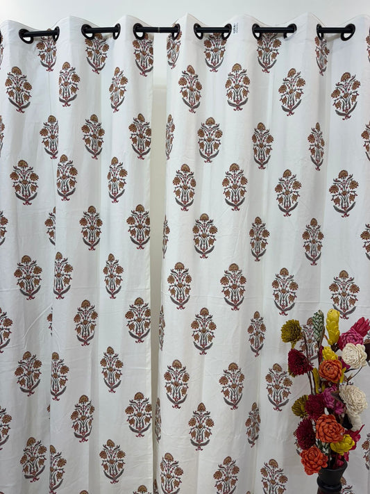 Cotton Curtains Pink Base Floral