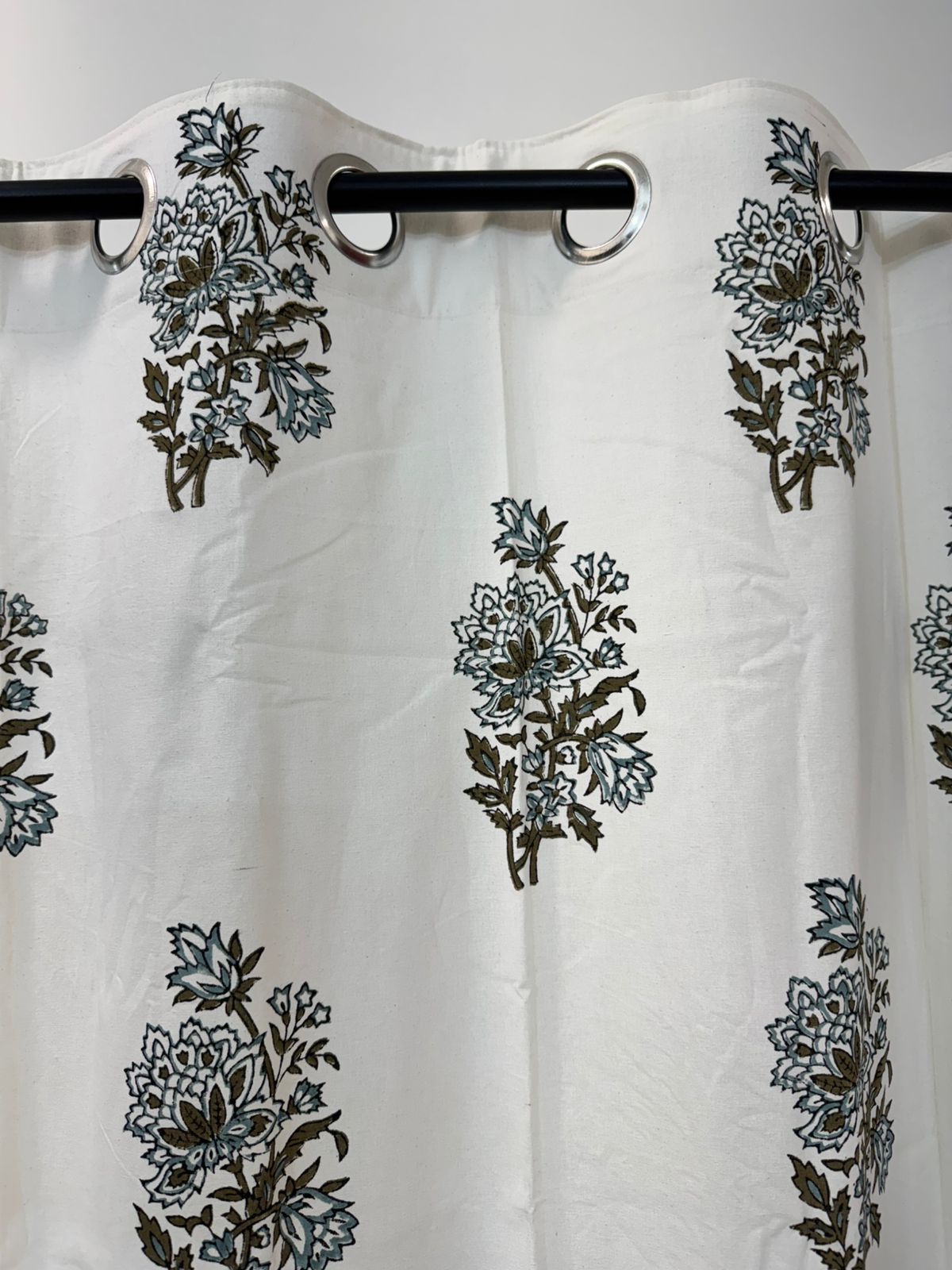 Sage Green Boota Cotton Curtains 7ft Set(2pcs)