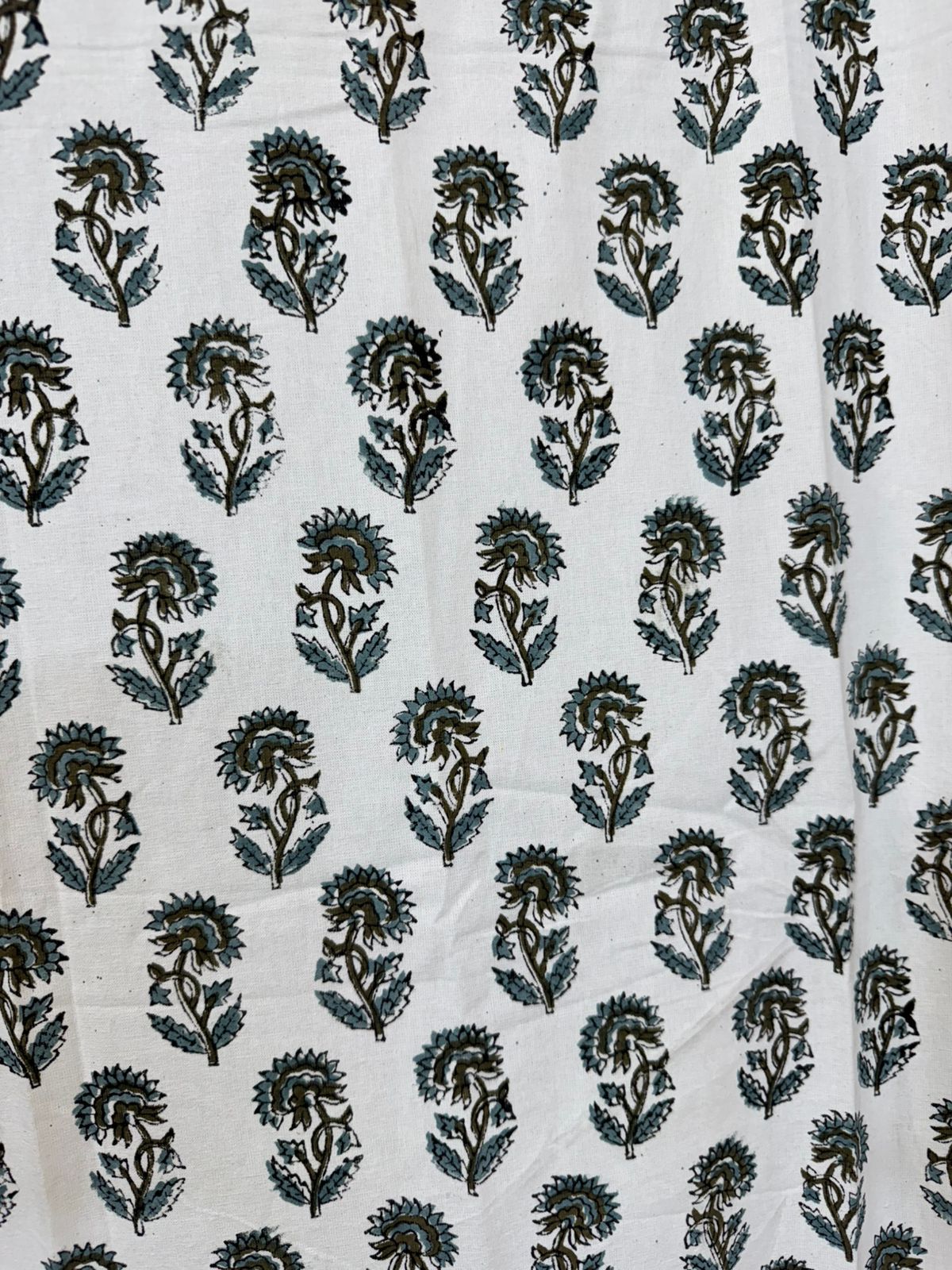 Sage Green Bud Cotton Curtains 7ft Set(2pcs)