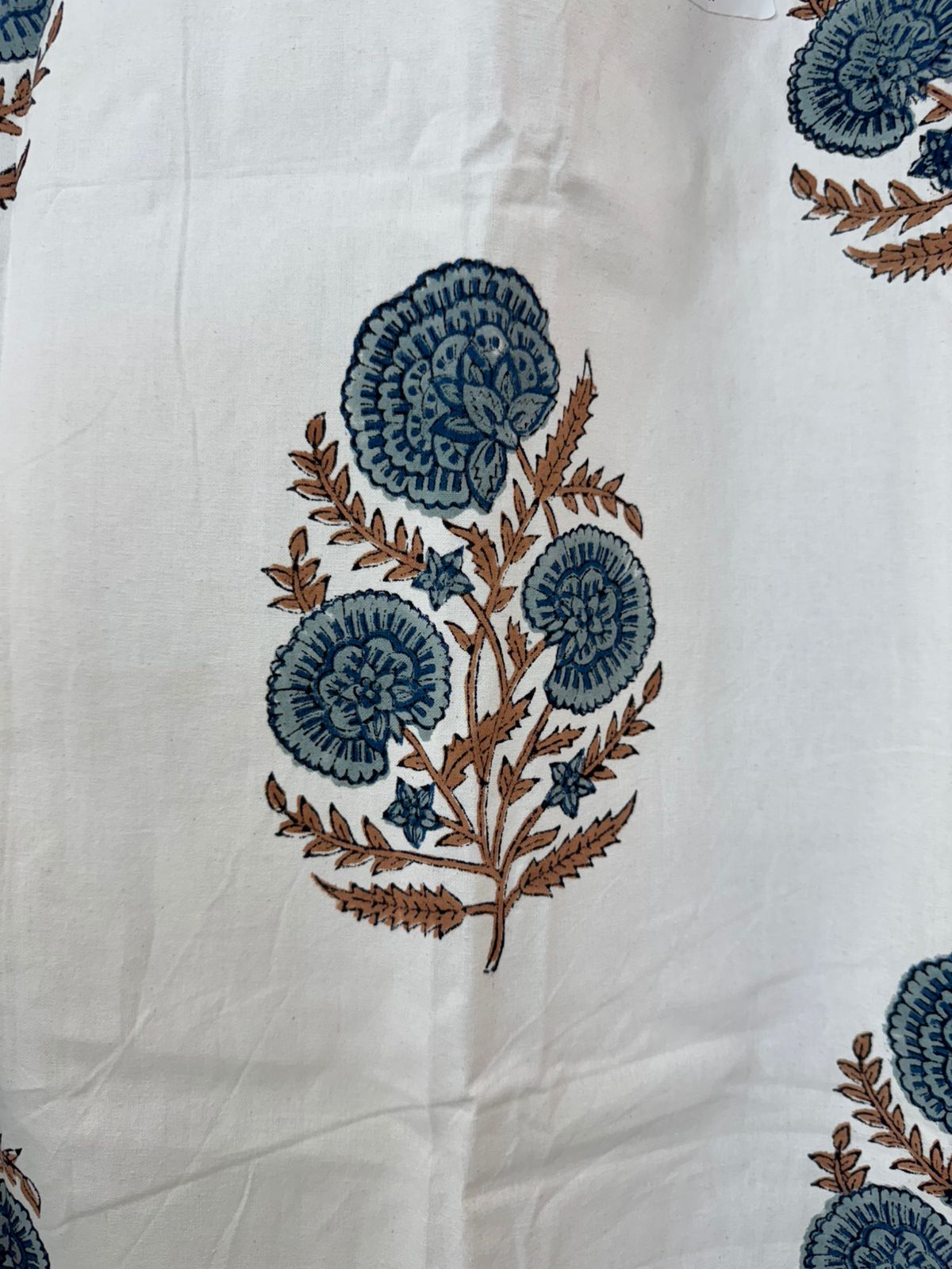 Natural Hue Boota Cotton Curtains 7ft Set(2pcs)