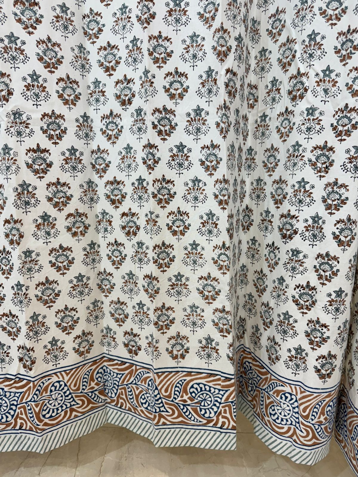 Natural Hue Bud Cotton Curtains 7ft Set(2pcs)