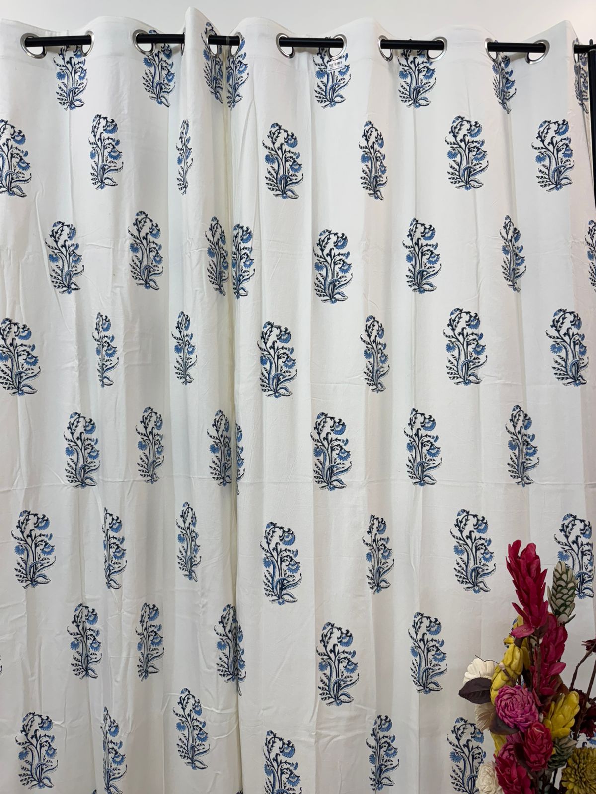 BlueRoots Boota Cotton Curtains 7ft Set(2pcs)