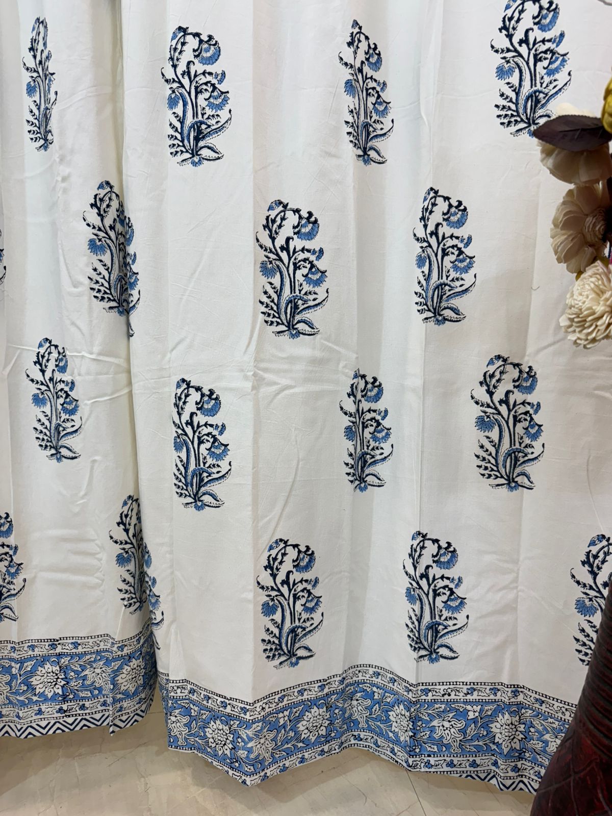 BlueRoots Boota Cotton Curtains 7ft Set(2pcs)