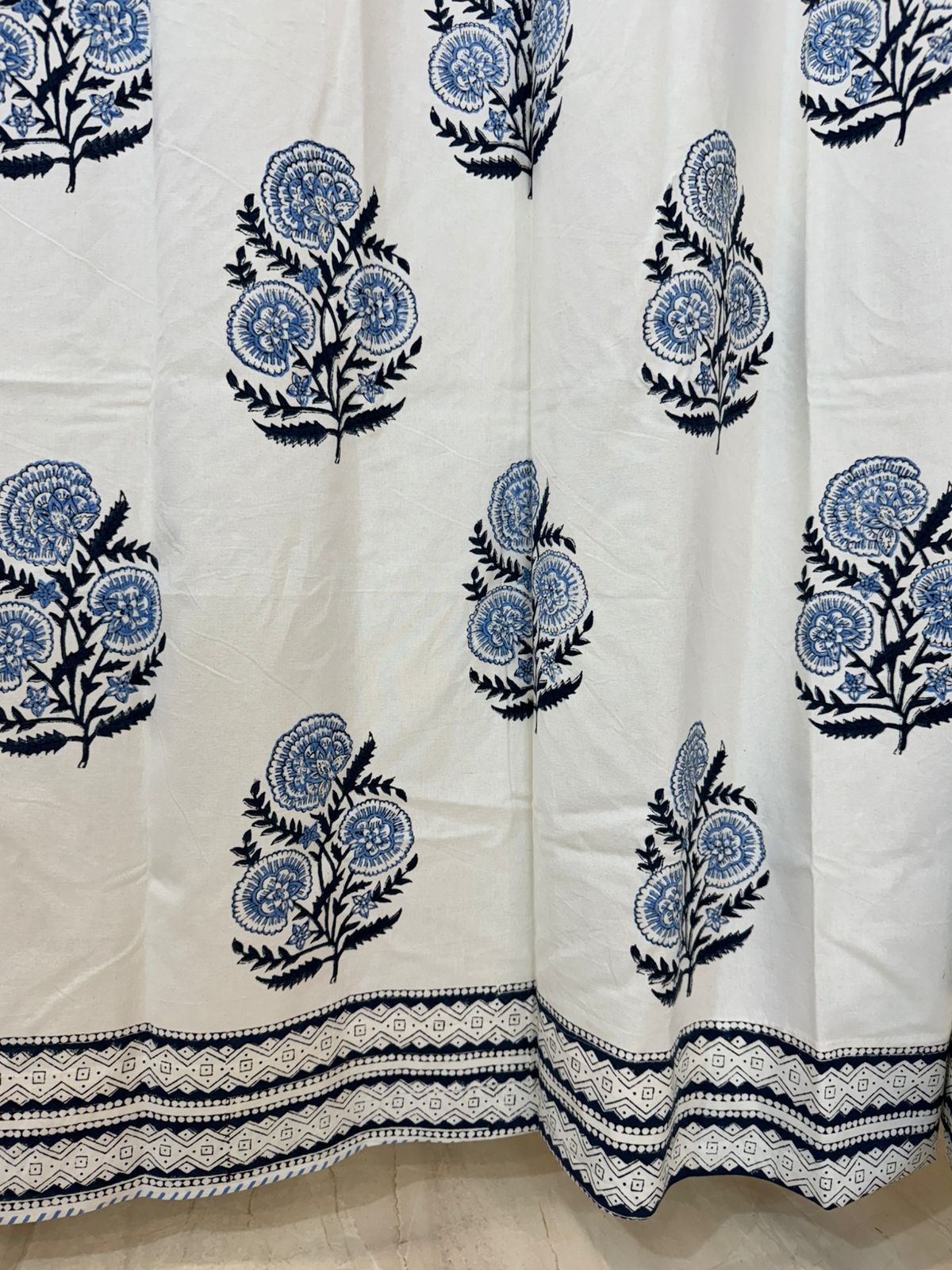 Sapphire Spring Boota Cotton Curtains 7ft Set(2pcs)