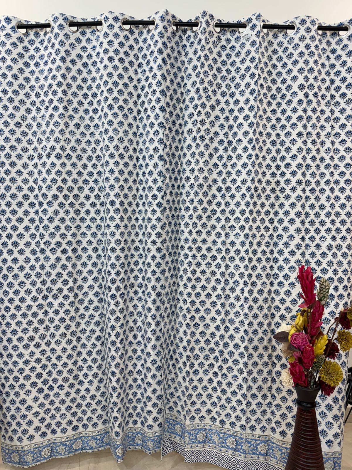 BlueRoots Bud Cotton Curtains 7ft Set(2pcs)