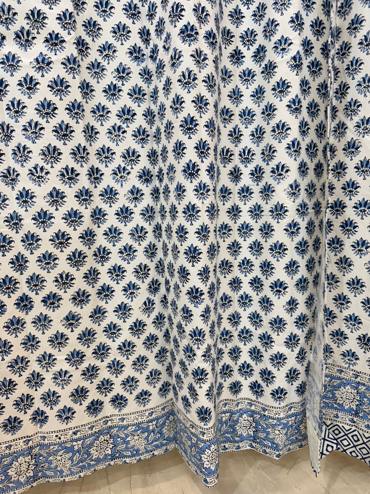 BlueRoots Bud Cotton Curtains 7ft Set(2pcs)
