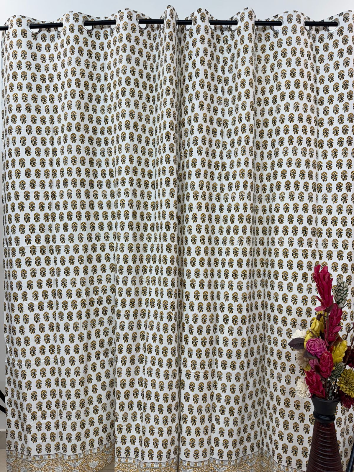 Mustard Veil Cotton Curtains 7ft Set(2pcs)