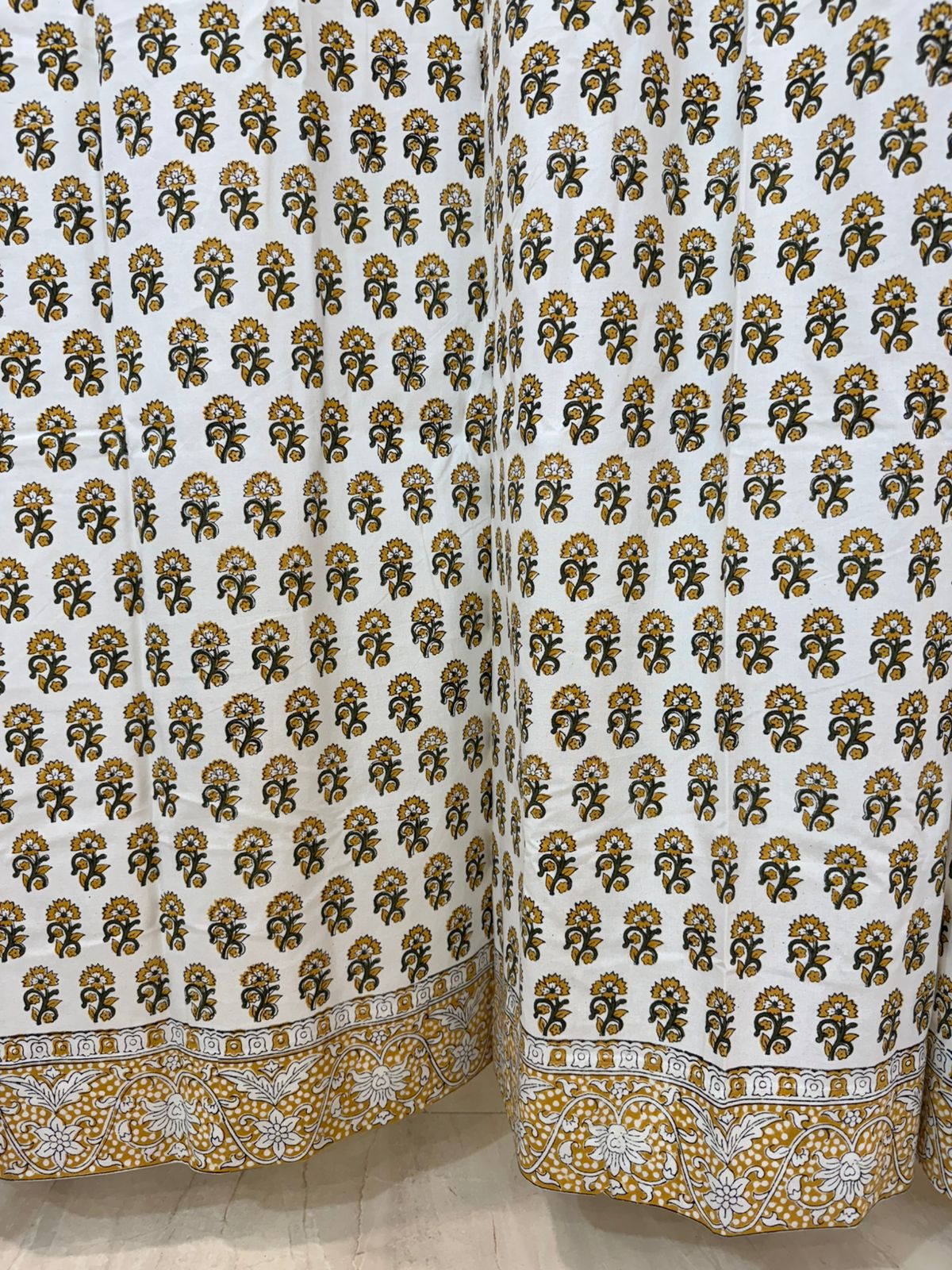 Mustard Veil Cotton Curtains 7ft Set(2pcs)