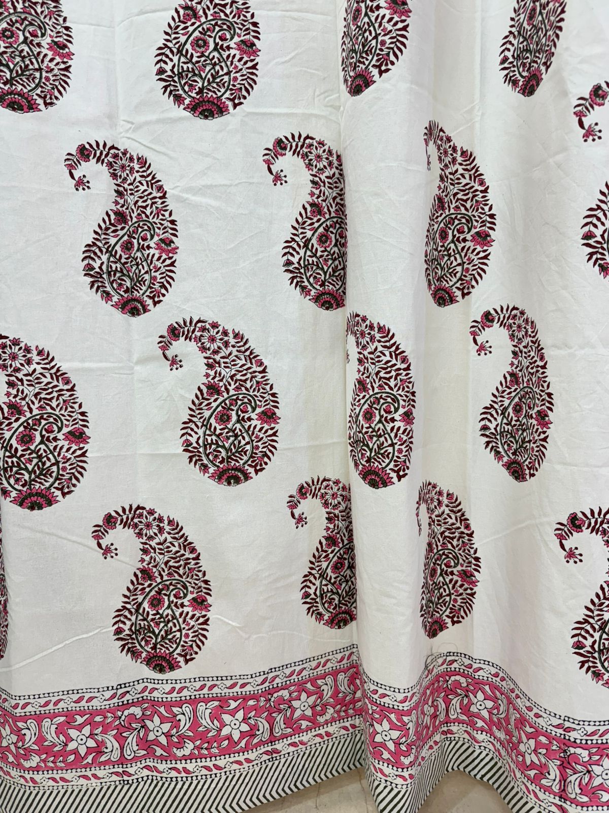 Paisley Petal Cotton Curtains 9ft Set(2pcs)